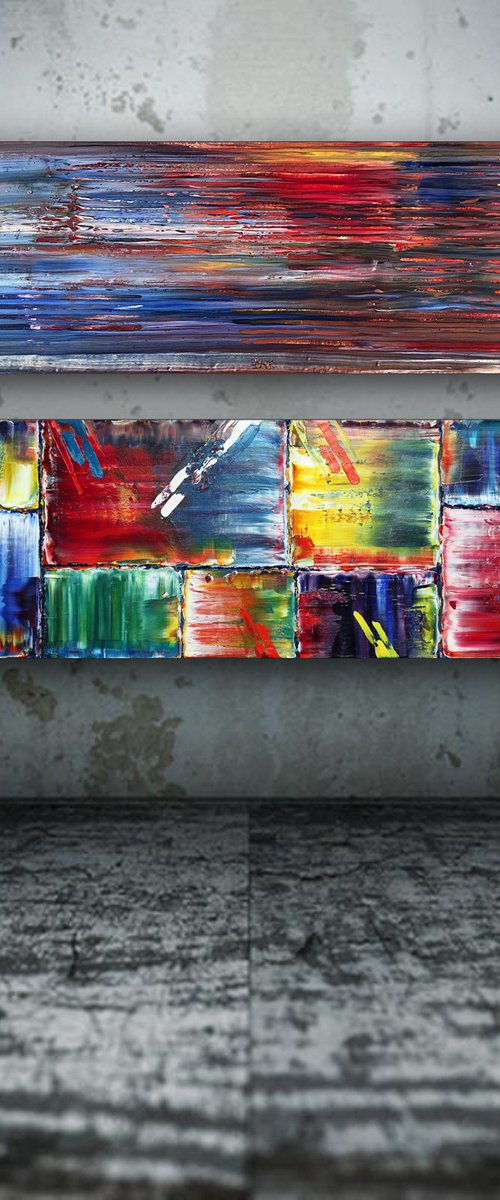"Duel" - Save As A Series - Original PMS Abstract Oil Painting Diptych On Canvas - 36" x 24" by Preston M. Smith (PMS)