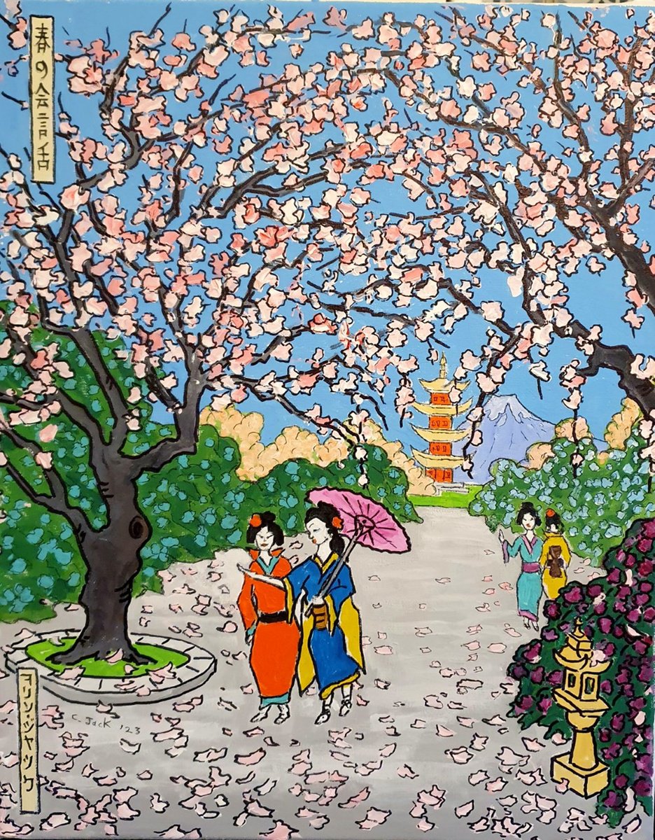 Landscape Acrylic Painting By Colin Ross Jack, 16 X 20, Springtime Conversations, Original Artwork