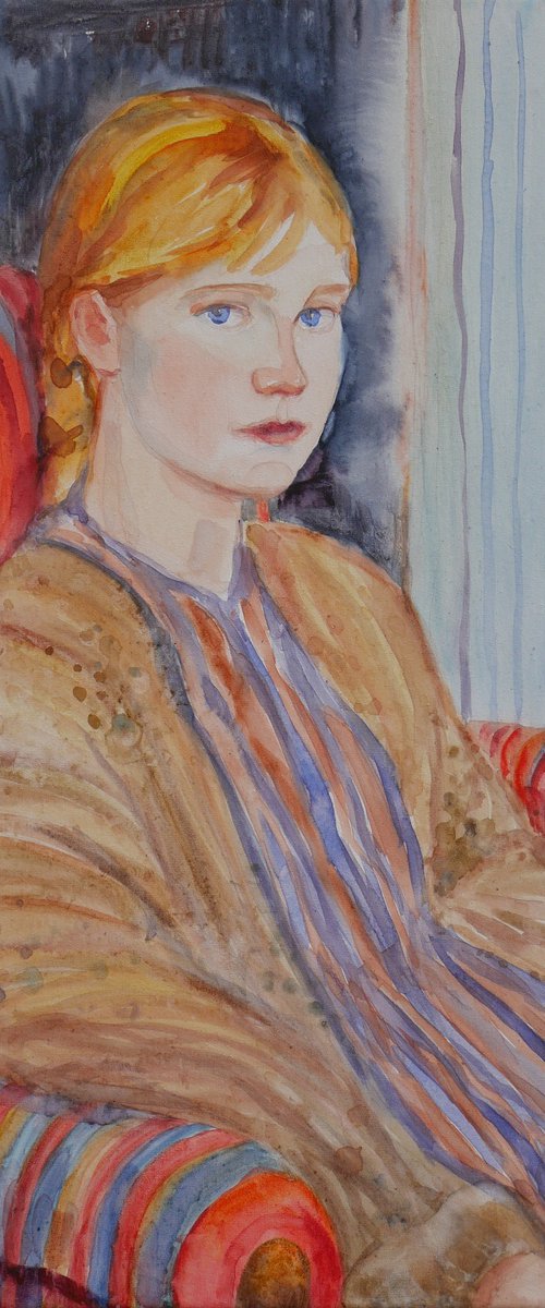 A girl in the old cardigan by Elena Lykhodid