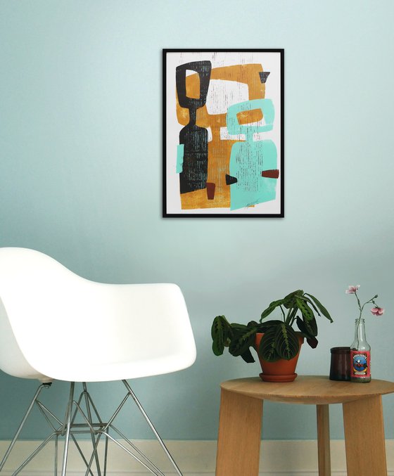 Abstract Family Portrait - Incl Frame - Art on paper - A3 - 31x43CM - Ronald Hunter 20S