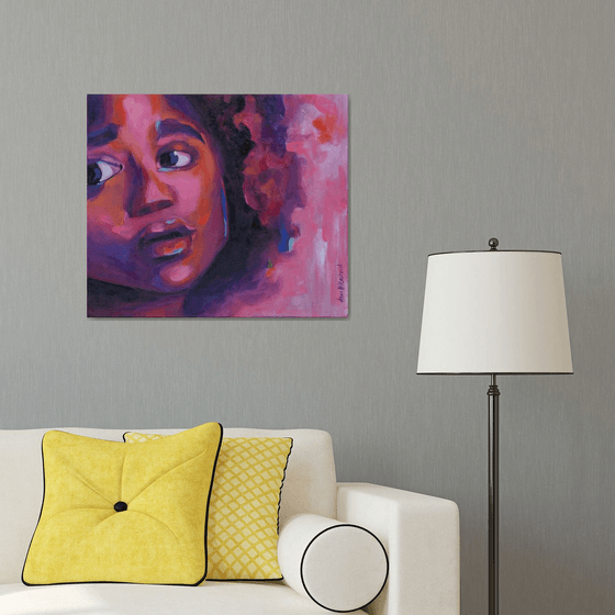 Young Black Female Face — Curious