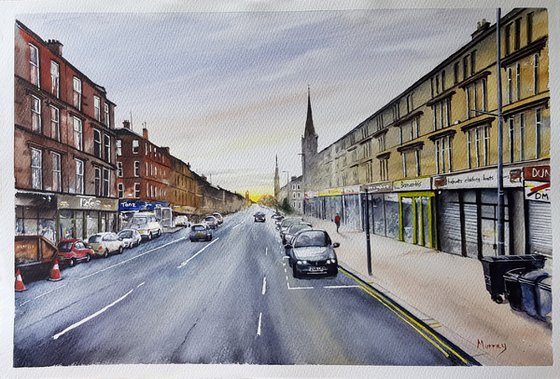 Glasgow Cityscape Watercolour Painting Scottish Artist
