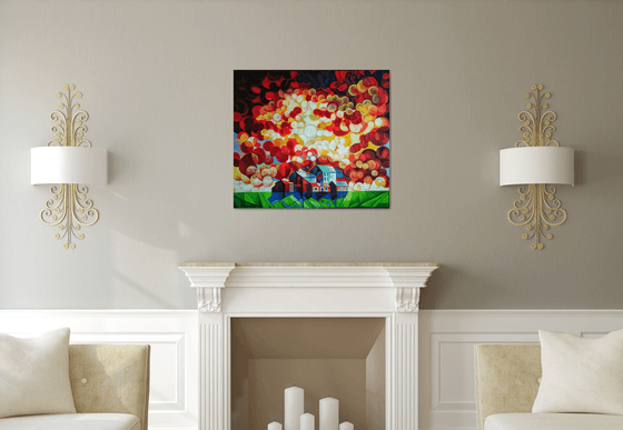 A unique day (80x90cm, cubism, oil painting, ready to hang)
