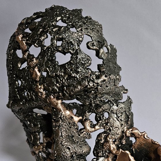 A tear 1-24 - Face sculpture metal lace steel and bronze