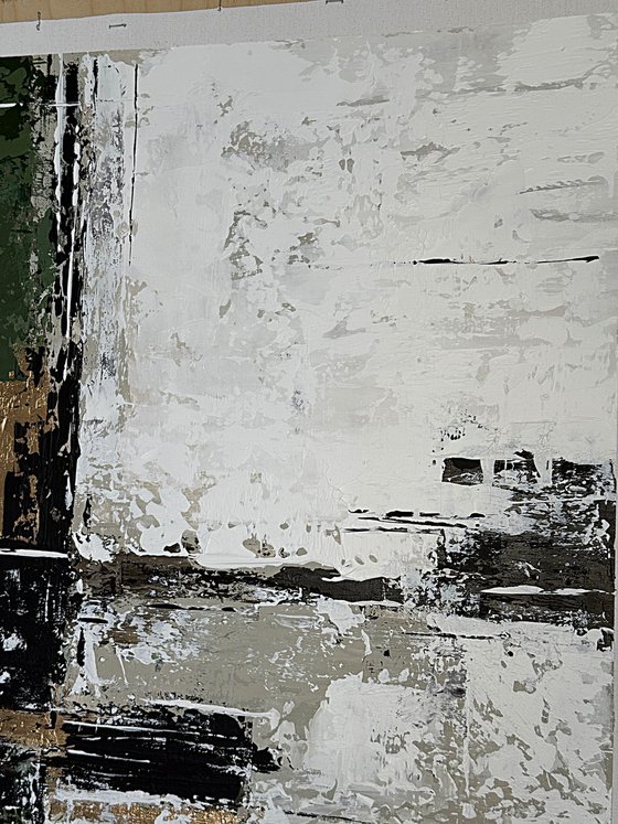 Verdant Axis. Grey Green Gold Textured