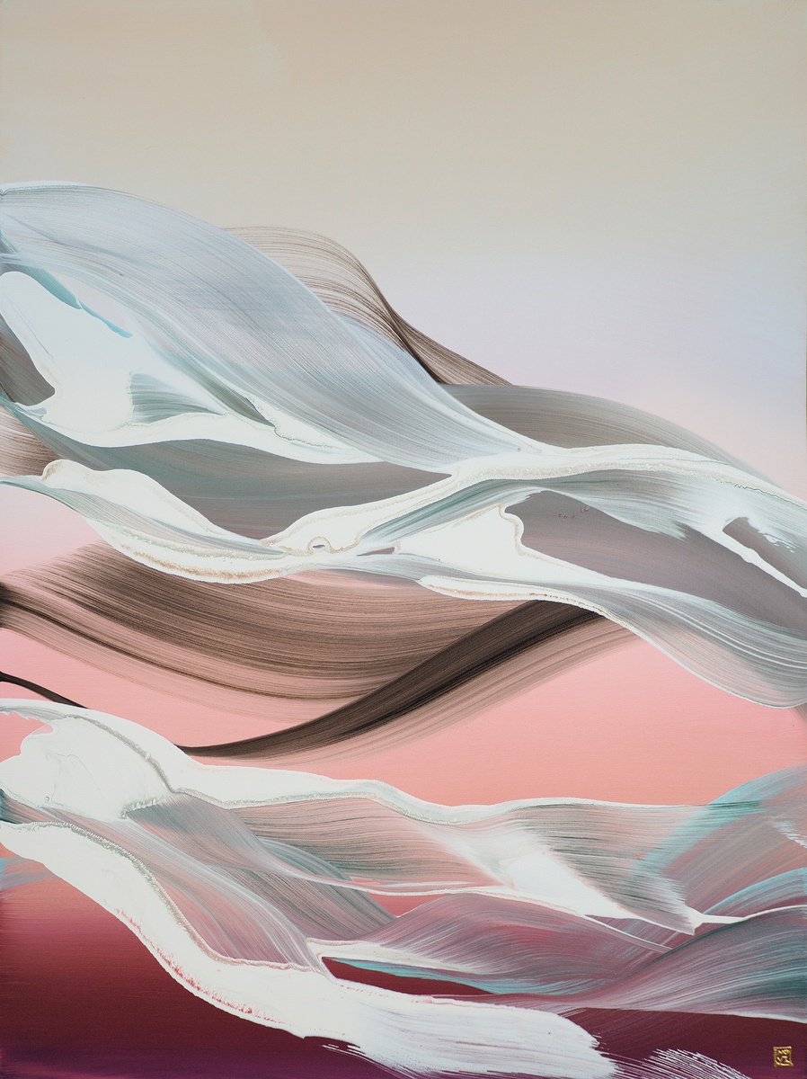 Abstract Acrylic Painting By Novi Lim, 30 X 40", Immaculate Sky, Original Artwork