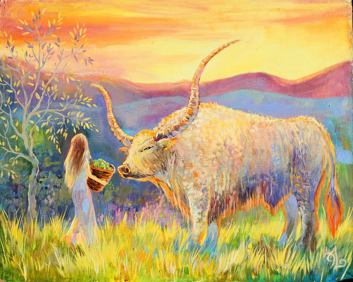 Impressionistic Animal Oil Painting By Elina Vetrova, 20 X 16, Harmony, Original Artwork