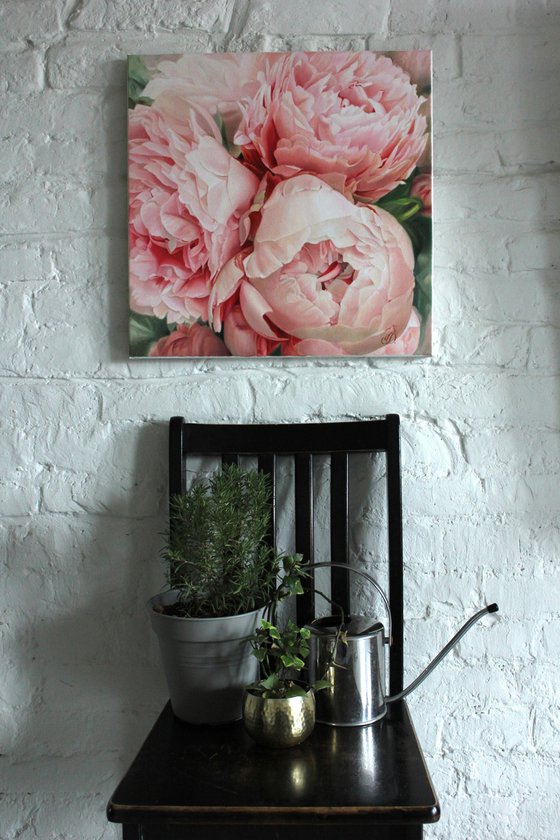 THREE PINK PEONIES