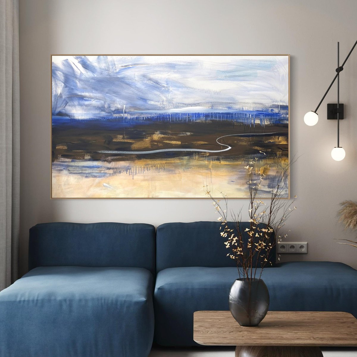 Abstract Acrylic Painting By Cheryl Harrison, 59 X 35, After The Rain, Original Artwork