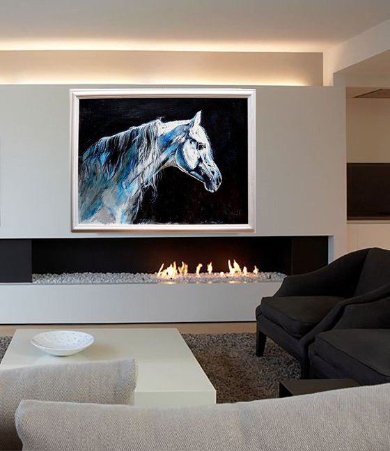 Contre-jour  / Framed Horse Equine Art  Modern Contemporary