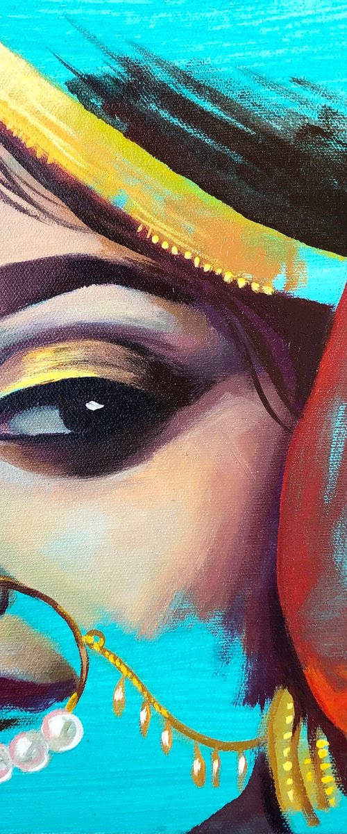 Indian beauty in turquoise by Varvara Maximova