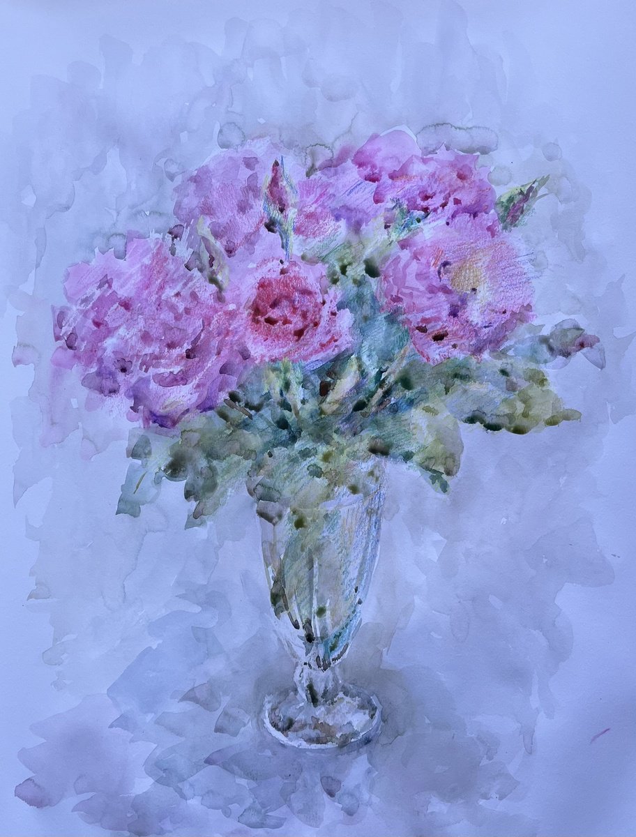 Roses in vase. 30in.x22in by Elena Klyan