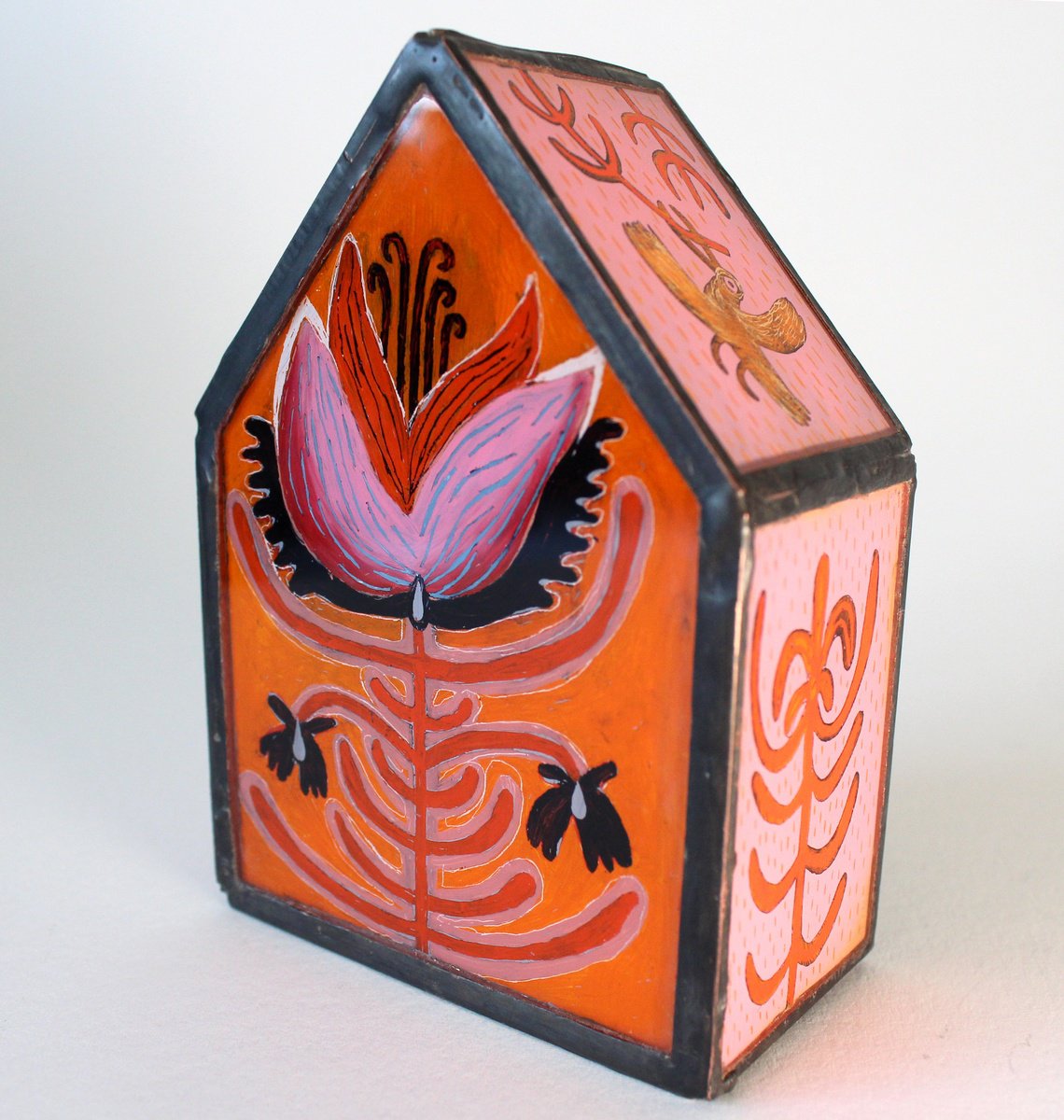 Naive Portrait Oil Painting By Katya Timoshenko, 3 X 4", Flower, Original Artwork