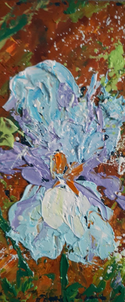 Iris III... 5x8" /  ORIGINAL OIL PAINTING by Salana Art Gallery