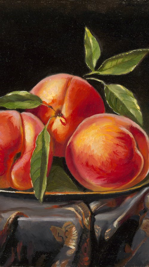 Peaches on Silk by Tatyana Holodnova