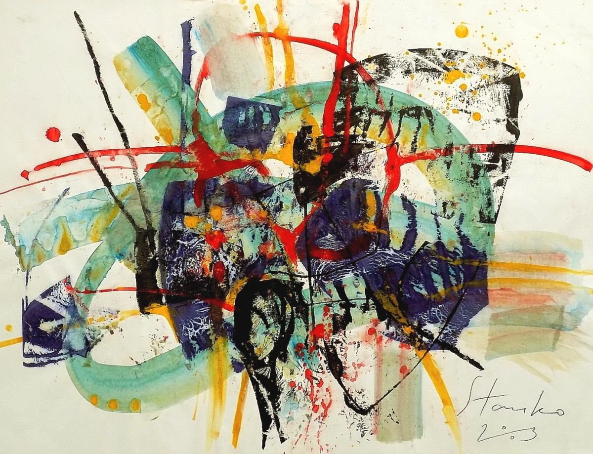 Abstract Acrylic Painting By Stanislav Bojankov, 26 X 20", Caprice-Xxiv(Paganini), Original Artwork