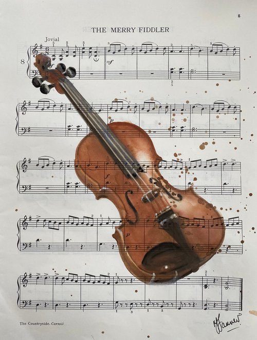 Violin on sheet music by Teresa Tanner