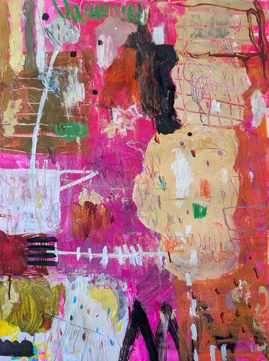 Abstract Painting By Jenny Furman, 19 X 27, Untitled, Original Artwork