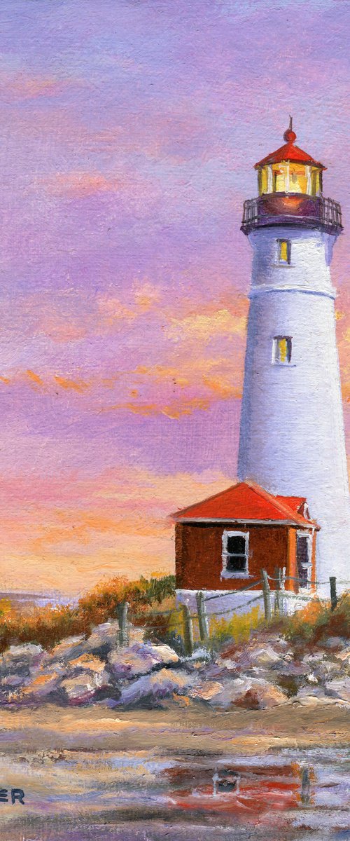 'Sunset at the lighthouse' by Lucia Verdejo