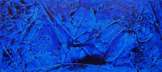 Inked Euphoria 270cm x 120cm Blue Textured Abstract Art