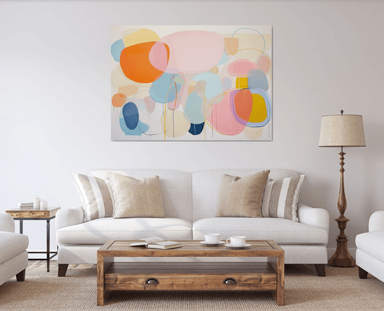Pale pink and mango orange abstract 3011231