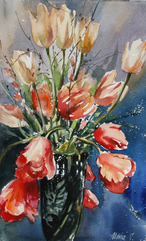 Bouquet of tulips by Alina Shmygol