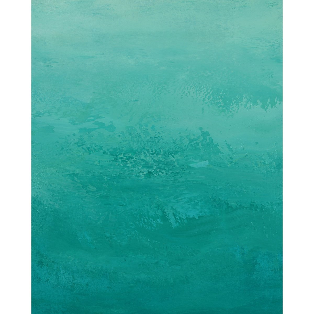 Expressive Abstract Acrylic Painting By Suzanne Vaughan, 24 X 30", Misty Teal - Color Field, Original Artwork