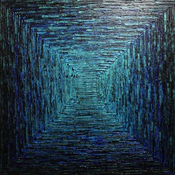 Iridescent blue square gradient
