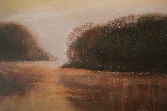 Foggy on the river 20x16 inch Contemporary Art by Bo Kravchenko