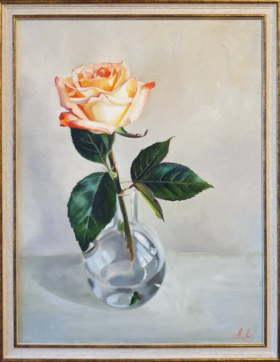 "A little tenderness on a cloudy day. " rose painting 2021