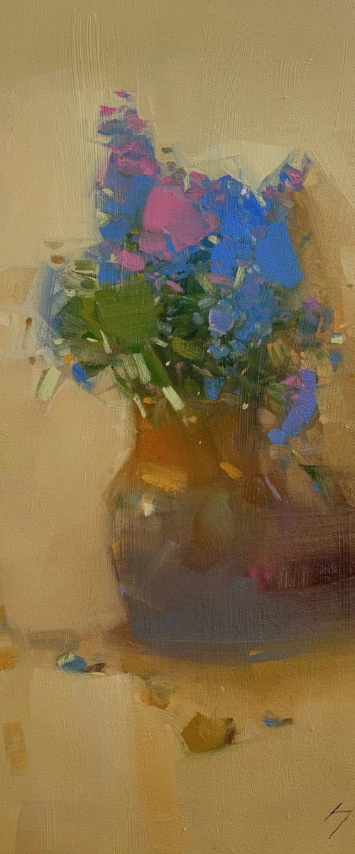 Vase of Flowers, Original oil painting, Handmade artwork, One of a kind by Vahe Yeremyan