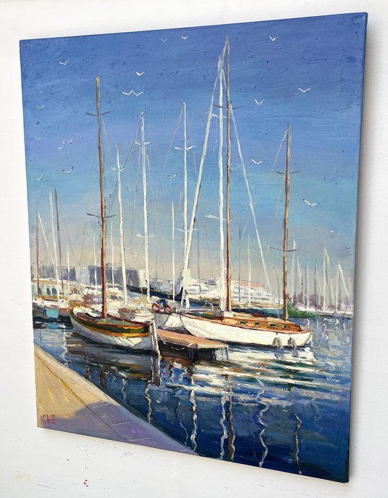 ""Yachts at the pier"