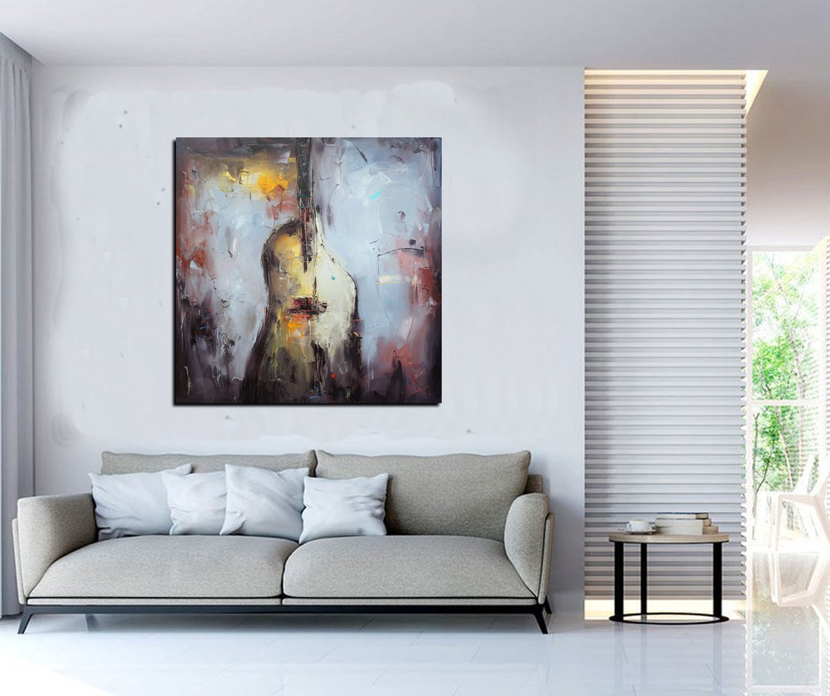 Expressive Still Life Oil Painting By Stanislav Lazarov, 39 X 39", Night Sounds, Original Artwork