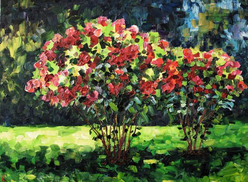 Rose garden large oil painting on canvas by Kate Grishakova