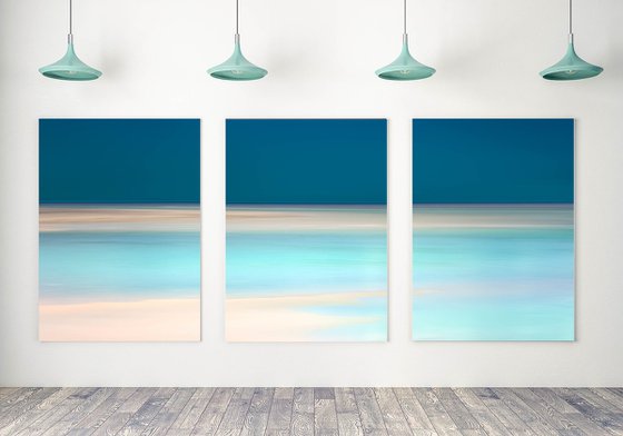 Teal Shimmer Extra Large Canvas Triptych