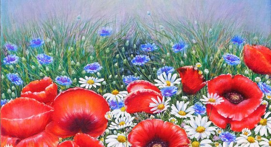 Poppies and daisies.