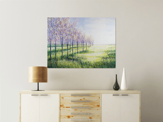 Meadow With Trees In Blossom