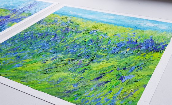 Spring sea | Glade with blue flowers.