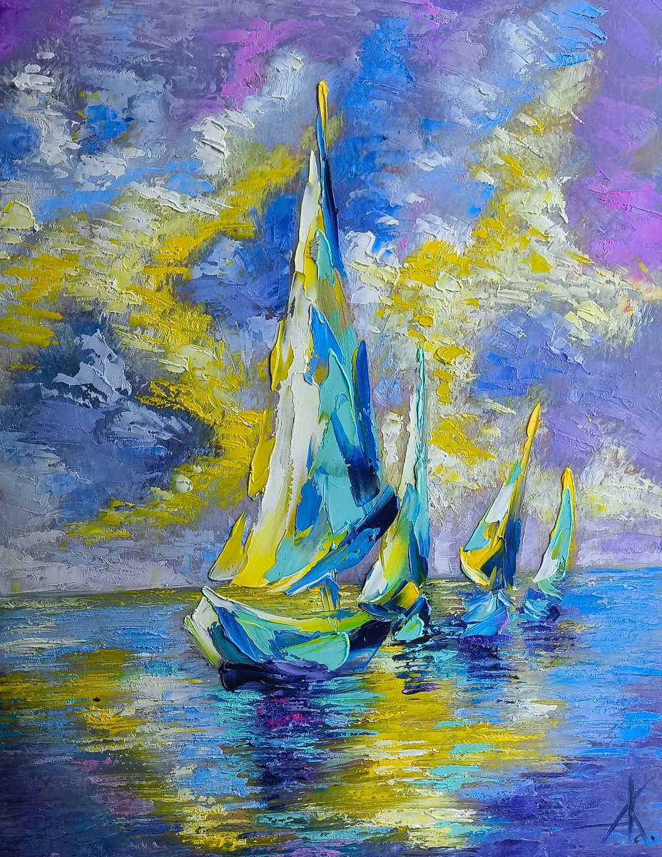 Expressive Transport Oil Painting By Anastasia Kozorez, 12 X 16, ?olor Tides, Original Artwork