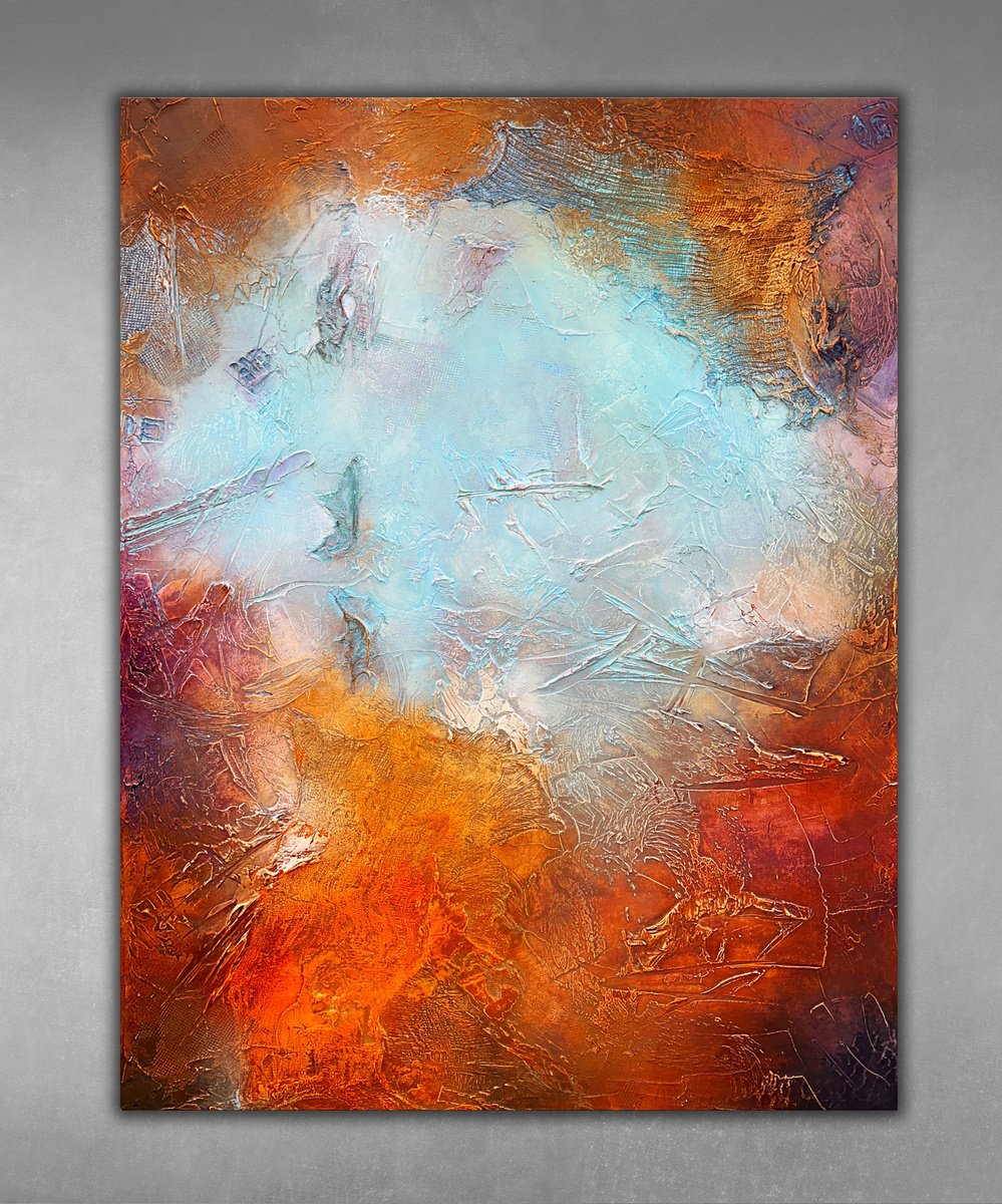 Abstract Acrylic Painting By Andrada Anghel, 30 X 40, The Azure Window, Original Artwork