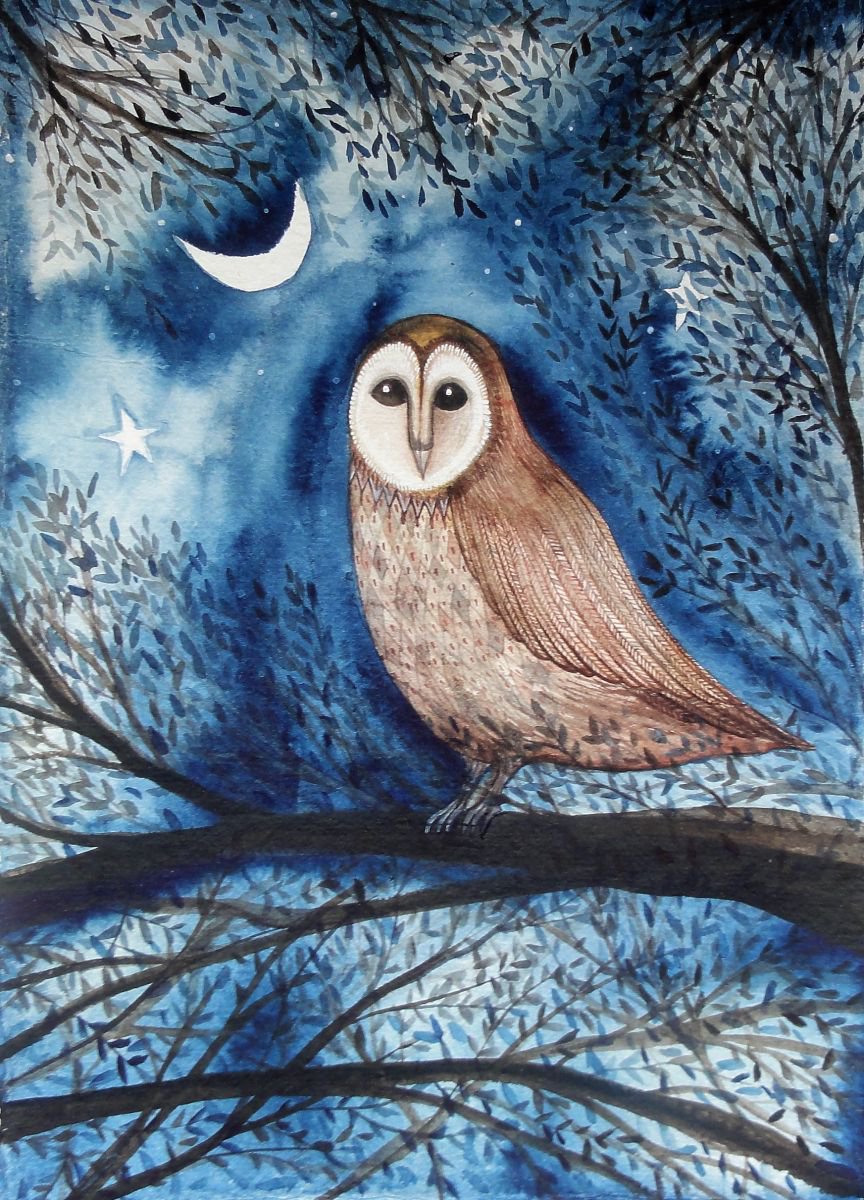 The Sentinel, Owl Painting by Janice MacDougall