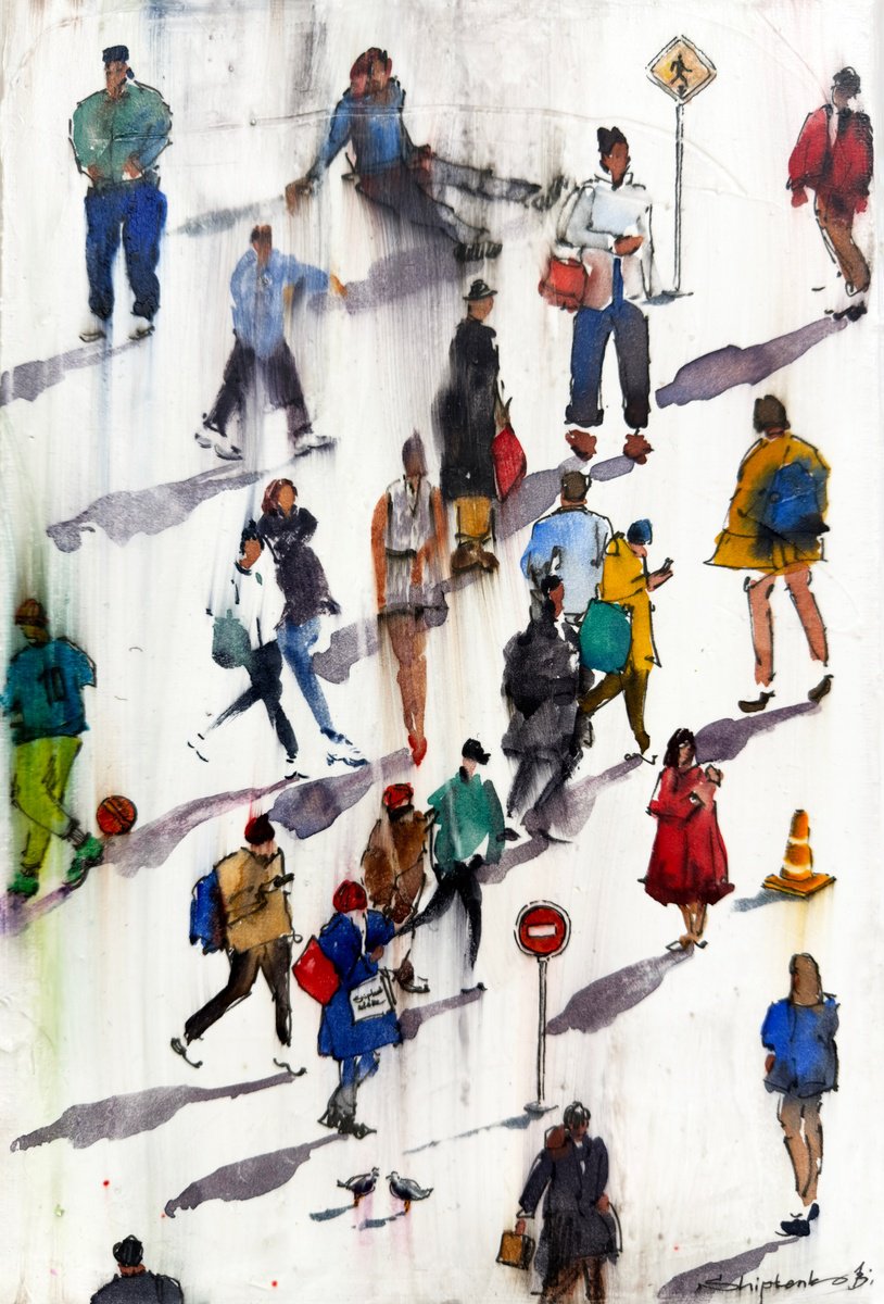 Photorealistic Watercolour , People And City By Bogdan Shiptenko, 8 X 12, Artwork For Sale On Artfinder