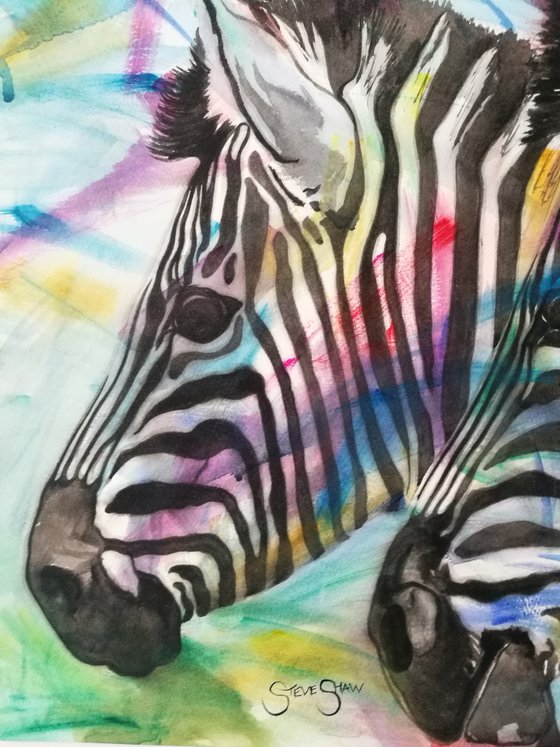 The Three Amigos. Watercolour Zebra. Free Shipping