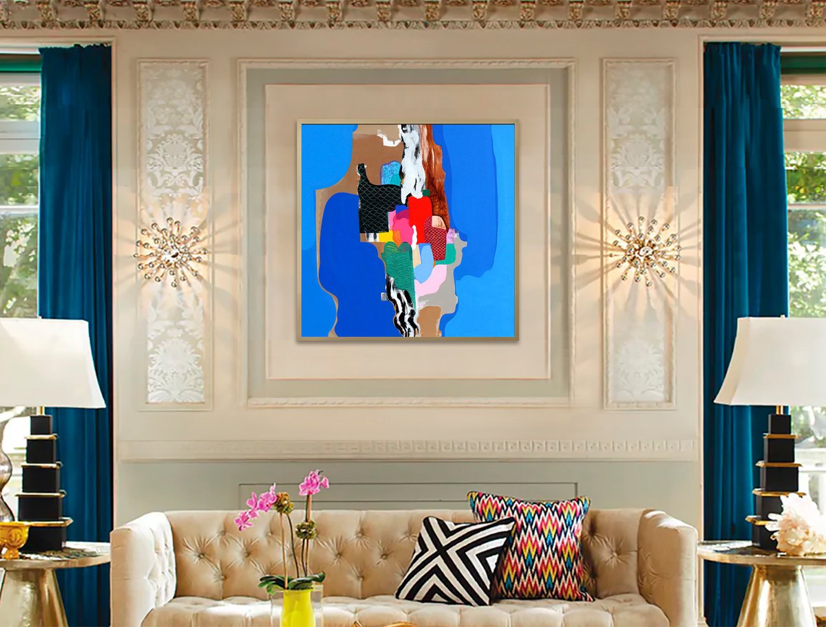 Azure Whispers And Golden Dreams By Martina Boycheva, 31 X 31, Artwork For Sale On Artfinder