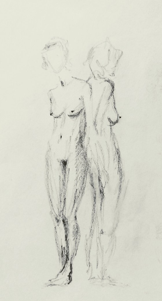 Nudes. Erotic pencil drawing