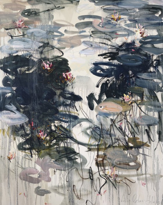 Water lilies. Spring pond.