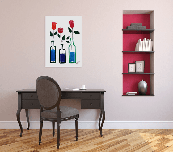 Still life with three roses