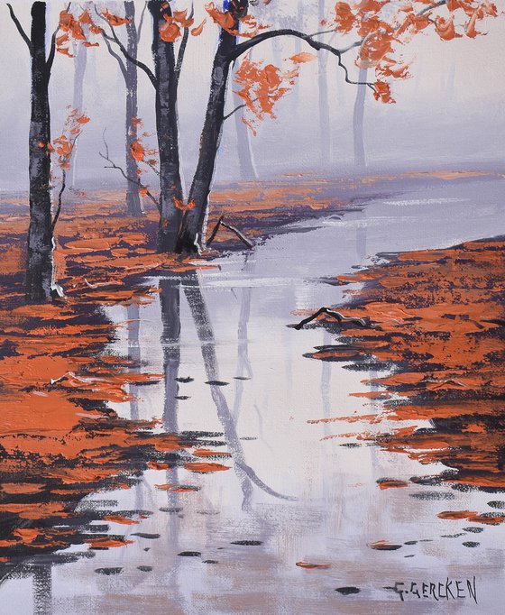 Autumn Tree River reflections