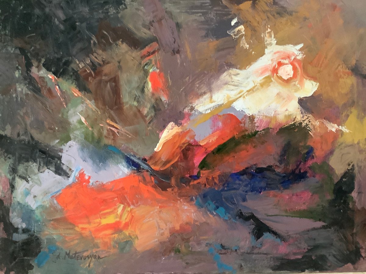 Abstract Oil Painting By Lia Matevosyan Haselton, 24 X 18", Abstract M, Original Artwork