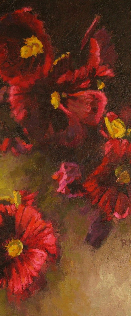 Arrangement of Hollyhocks by Richard K. Jolley